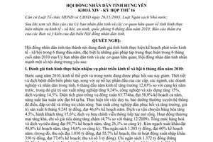 Nghị quyết 100/2010/NQ-HĐND thực hiện nhiệm vụ kinh tế xã hội Hưng Yên