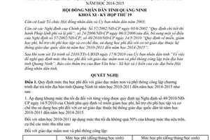 Nghị quyết 13/2010/NQ-HĐND mức thu học phí đối với giáo dục mầm non