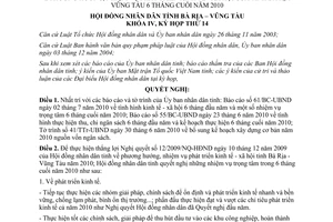 Nghị quyết 01/2010/NQ-HĐND nhiệm vụ phát triển kinh tế xã hội Bà Rịa 2010