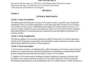 Decree No. 81/2010/ND-CP on civil aviation security