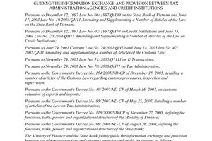 Joint circular No. 102/2010/TTLT-BTC-NHNN guiding the information exchange