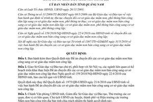 Quyết định 2232/QĐ-UBND 2010 chuyển đổi cơ sở giáo dục mầm non bán công sang công lập Quảng Nam