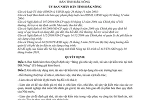 Quyết định 18/2010/QĐ-UBND bảng giá nhà xây mới, tài sản vật kiến trúc