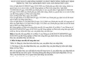 Thông tư 43/2010/TT-BNNPTNT sửa đổi Thông tư 06/2010/TT-BNNPTNT