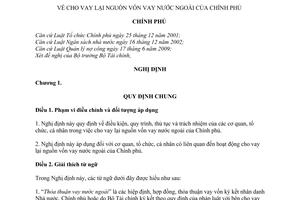 Nghị định 78/2010/NĐ-CP cho vay lại nguồn vốn vay nước ngoài