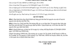 Quyết định 2155/QĐ-UBND giá tính thuế tài nguyên