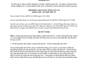 Nghị quyết 09/2010/NQ-HĐND kết quả phát triển kinh tế xã hội Lào Cai