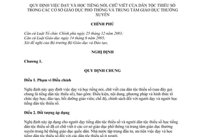 Nghị định 82/2010/NĐ-CP dạy và học tiếng nói, chữ viết của dân tộc