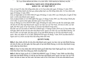 Nghị quyết 10/2010/NQ-HĐND7 chế độ chi tiêu đón tiếp khách nước ngoài