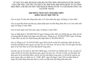 Nghị quyết 187/2010/NQ-HĐND sửa đổi chế độ chi tiêu đón tiếp khách nước ngoài Điện Biên