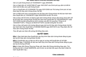 Quyết định 486/QĐ-SGDHN 2010 Quy trình Giao dịch chứng khoán đăng ký giao dịch tại Hà Nội