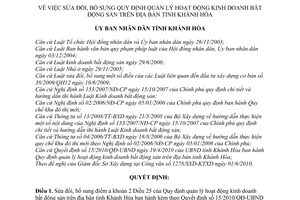 Quyết định 22/2010/QĐ-UBND sửa đổi quản lý hoạt động kinh doanh bất động sản