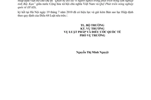 Thông báo hiệu lực Hiệp định viện trợ cho Dự án Quan hệ đối tác vì người nghèo