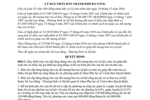 Quyết định 21/2010/QĐ-UBND chính sách trợ giúp đối tượng bảo trợ xã hội