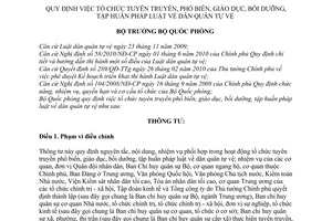 Thông tư 96/2010/TT-BQP  tổ chức tuyên truyền, phổ biến, giáo dục,