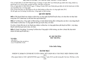 Quyết định 2468/QĐ-BVHTTDL phê duyệt danh mục nhiệm vụ khoa học công nghệ