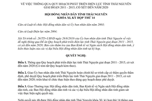 Nghị quyết 18/2010/NQ-HĐND Quy hoạch phát triển điện lực Thái Nguyên 2011 - 2015