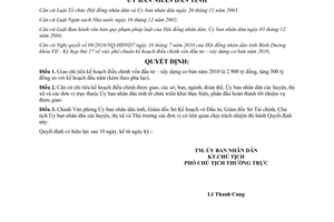 Quyết định 21/2010/QĐ-UBND giao chỉ tiêu kế hoạch điều chỉnh vốn đầu tư xây dựng cơ bản 2010 Bình Dương