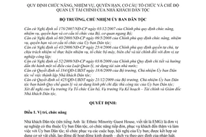 Quyết định 211/QĐ-UBDT chức năng, nhiệm vụ, quyền hạn, cơ cấu