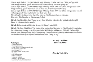 Thông tư 21/2010/TT-BGDĐT Điều lệ hội thi giáo viên dạy giỏi các cấp họ