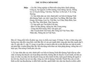 Công điện 1250/CĐ-TTg chủ động triển khai các biện pháp phòng, chống bão số 2