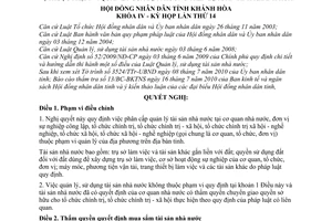 Nghị quyết 05/2010/NQ-HĐND phân cấp quản lý tài sản nhà nước