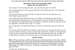 Nghị quyết 147/2010/NQ-HĐND quy hoạch thăm dò khai thác khoáng sản Hòa Bình