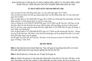 Quyết định 30/2010/QĐ-UBND Quy chế quản lý hoạt động biểu diễn và tổ ch