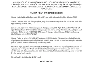 Quyết định 09/2010/QĐ-UBND sửa đổi chế độ chi tiêu đón tiếp khách nước ngoài Điện Biên