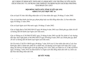 Nghị quyết 09/2010/NQ-HĐND định mức chi thường xuyên ngân sách 2010 Tuyên Quang