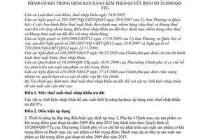 Thông tư 104/2010/TT-BTC  mức thuế suất thuế nhập khẩu ưu đãi