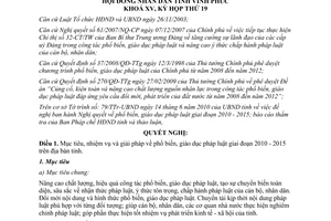 Nghị quyết 07/2010/NQ-HĐND phổ biến giáo dục pháp luật Vĩnh Phúc 2010 - 2015