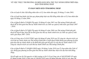 Quyết định 19/2010/QĐ-UBND đơn giản hóa thủ tục hành chính Đồng Tháp