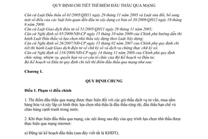 Thông tư 17/2010/TT-BKH  chi tiết thí điểm đấu thầu qua mạng