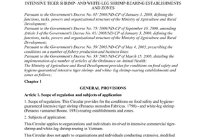 Circular No. 45/2010/TT-BNNPTNT providing for conditions on food safety