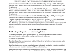 Circular No. 44/2010/TT-BNNPTNT providing for conditions on food safety