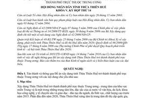 Nghị quyết 14d/NQ-HĐND năm 2010 thông qua Đề án xây dựng tỉnh Thừa Thiên Huế