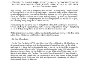 Thông báo 209/TB-VPCP kết luận của Phó Thủ tướng Hoàng Trung Hải tại cuộc họp về cơ chế đầu tư xây dựng cảng Kê Gà và tuyến đường bộ phục vụ phát triển ngành công nghiệp nhôm do Văn phòng Chính phủ ban hành