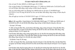 Quyết định 28/2010/QĐ-UBND bổ sung chế độ hỗ trợ cán bộ điều động luân chuyển Long An