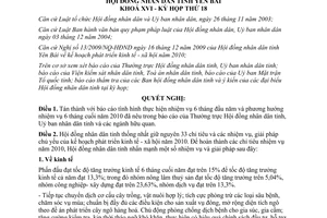 Nghị quyết 05/2010/NQ-HĐND tiếp tục thực hiện nhiệm vụ 2010 Yên Bái