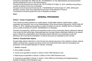 Circular No. 105/2010/TT-BTC guiding a number of articles of the law
