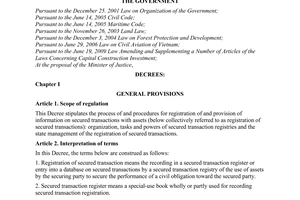 Decree No. 83/2010/ND-CP on registration of secured transactions