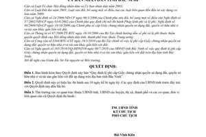 Quyết định 94/2010/QĐ-UBND  lệ phí cấp Giấy chứng nhận quyền sử dụng đất