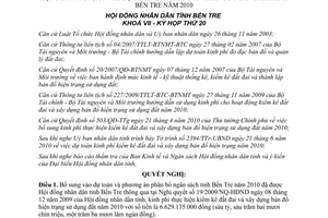 Nghị quyết 07/2010/NQ-HĐND bổ sung kinh phí kiểm kê đất đai xây dựng bản đồ