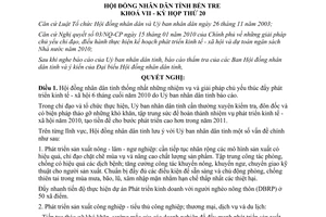 Nghị quyết 03/2010/NQ-HĐND bổ sung biện pháp phát triển kinh tế xã hội Bến Tre