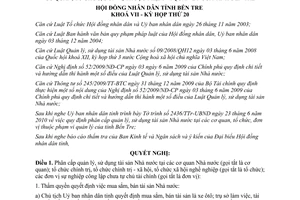 Nghị quyết 05/2010/NQ-HĐND phân cấp quản lý sử dụng tài sản Nhà nước Bến Tre