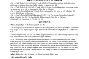 Quyết định 3068/QĐ-BGDĐT phân công công tác Bộ trưởng Thứ trưởng