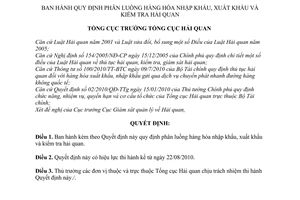 Quyết định 1807/QĐ-TCHQ  phân luồng hàng hóa nhập khẩu