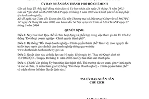 Quyết định 53/2010/QĐ-UBND Quy chế tổ chức hoạt động phối hợp