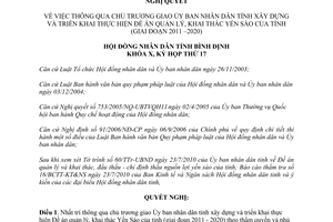 Nghị quyết 05/2010/NQ-HĐND thực hiện Đề án quản lý khai thác Yến Sào Bình Định